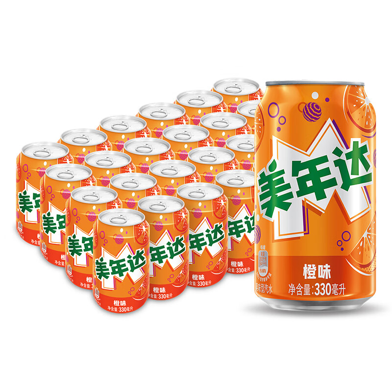 pepsi 百事 MIRINARA 美年达 pepsi 百事 美年达橙味碳酸饮料330ml*24听 券后40.9元