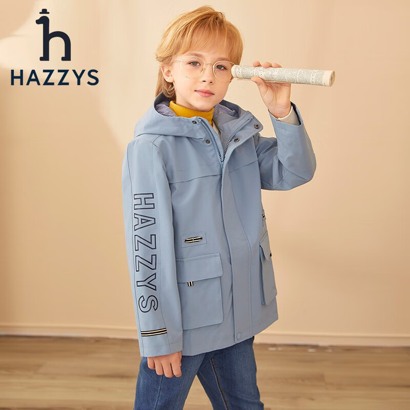 HAZZYS 哈吉斯 男童撞條連帽薄風(fēng)衣 券后989元