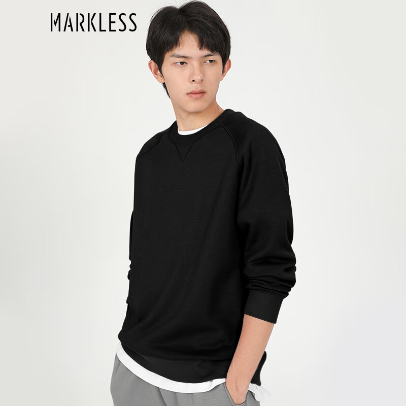 Markless 男士加绒长袖纯色宽松卫衣 券后79元