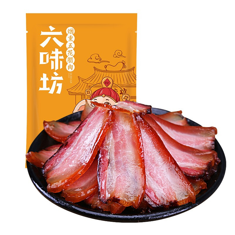 六味坊 烟熏五花腊肉 500g 42.44元