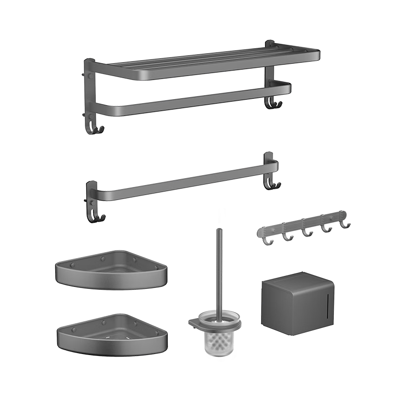 限地區(qū)、PLUS會員：（JOMOO）九牧 浴室免釘掛件套裝毛巾浴巾架太空鋁置物套裝槍灰7件 9301150-LH-1 205.42元（需領(lǐng)券）
