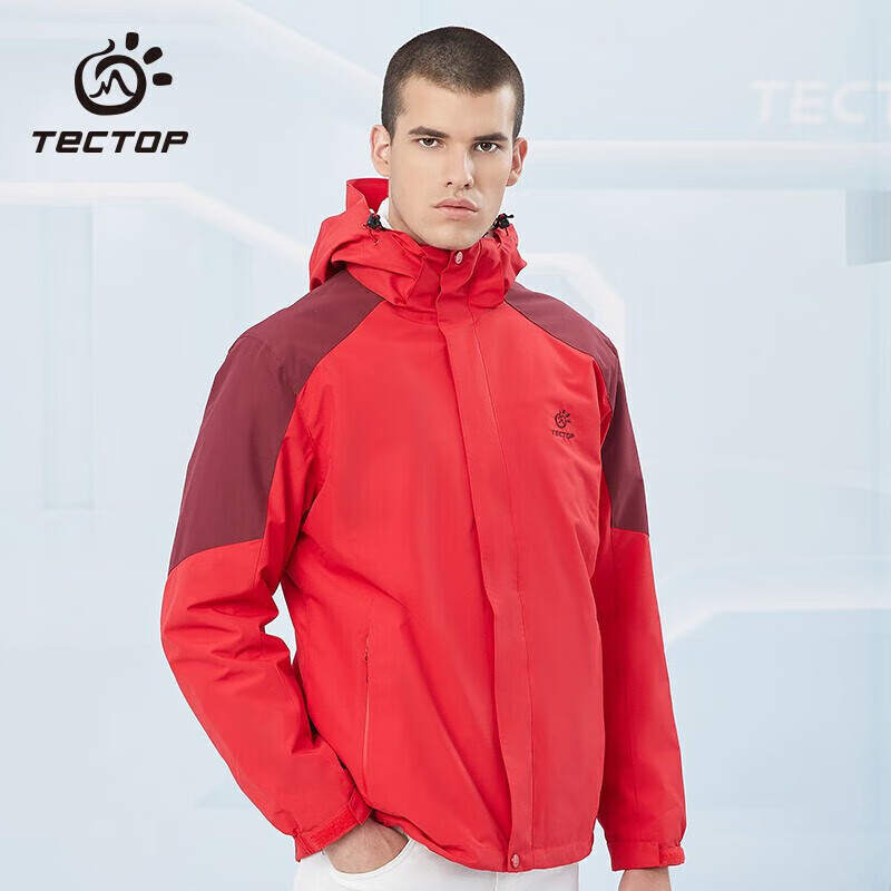 TECTOP 探拓 三合一戶外服男抓絨內(nèi)膽防風登山滑雪服 男款中國紅 XL 券后119元