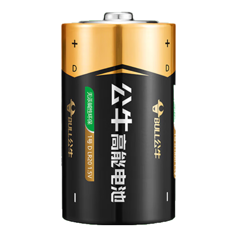 公牛（BULL）1號堿性電池1粒 大號電池 適用于熱水器/煤氣燃氣灶/手電筒/電子琴等 PCALR20 3.94元（需領券）