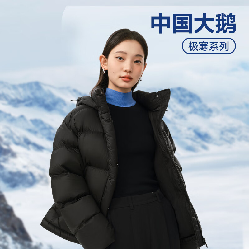 YANXUAN 網(wǎng)易嚴選 中國大鵝90白鵝絨高奢女式輕暖羽絨服小歐包面包服鵝絨服 經(jīng)典黑-香濃巧克力包 495.21元