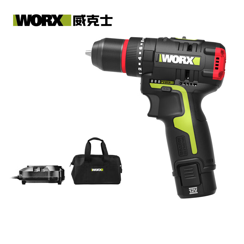 限移動端、京東百億補(bǔ)貼：WORX 威克士 WU131X.1 無刷沖擊鉆套裝 12V 2.0Ah單電 299元