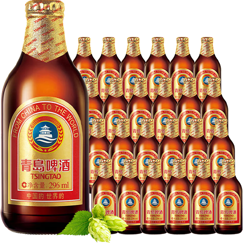 PLUS会员：TSINGTAO 青岛啤酒 金质小棕金 296ml*24瓶 84.68元（需领券）