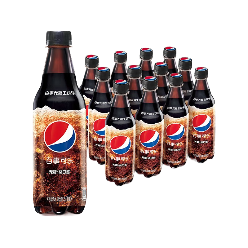 plus会员、京东百亿补贴:百事可乐无糖 生可乐 碳酸汽水饮料 Pepsi百事出品 500ml*12中胶瓶 29.28元包邮