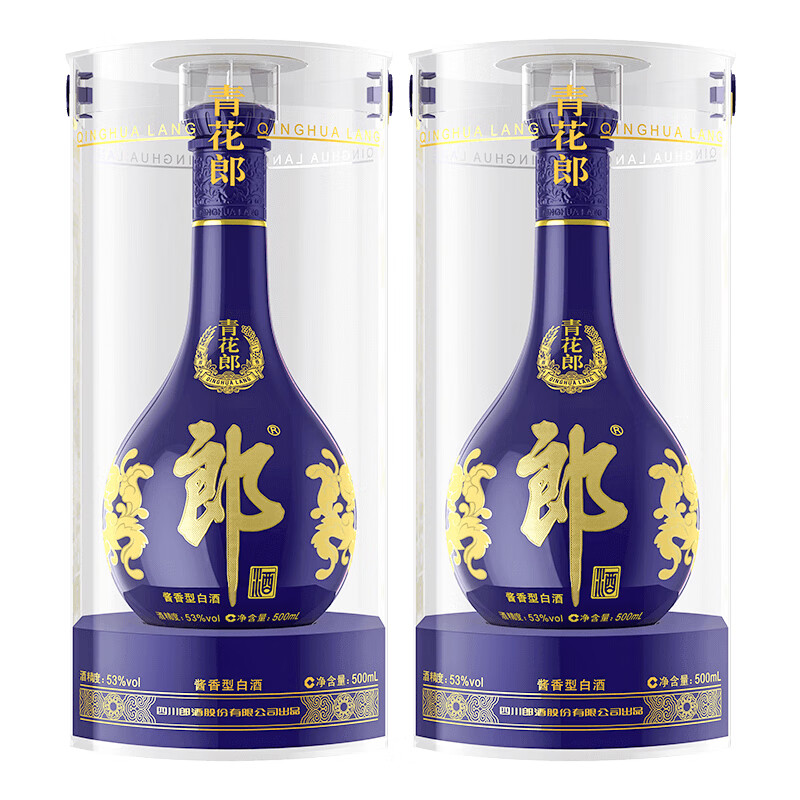 预售：郎酒 青花郎 酱香型白酒 53度 500ml*2瓶 双瓶装 新老年份随机发货 1800元（需定金）