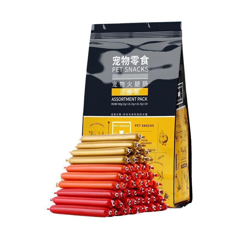 疯狂小狗 猫狗零食 混合口味火腿肠 900g 24.9元