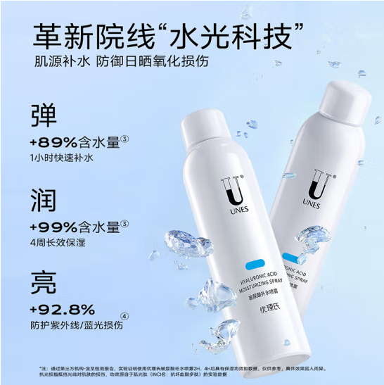 UNES 优理氏 玻尿酸喷雾200ml*2瓶 13.98元（多重优惠）