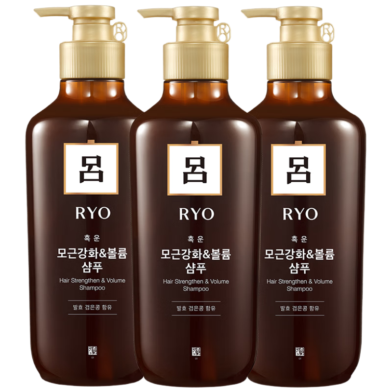 京東百億補貼、plus會員:呂（Ryo）棕呂洗發(fā)水550ml*3穩(wěn)固發(fā)根溫和凈徹滋養(yǎng)頭皮強健發(fā)根韓國愛茉莉 96.81元