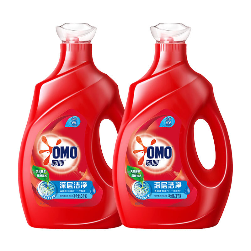 OMO 奥妙 深层洁净酵素洗衣液 3kg*2瓶 薰衣草香 58.81元