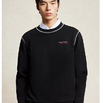 PLUS会员：JACK&JONES 杰克琼斯 秋冬季百搭法斗狗圆领卫衣 E40 黑色 137.82元 包邮（需用券）