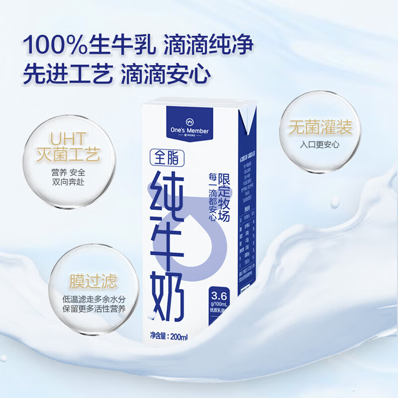 One\'s Member 1号会员店 牛奶优惠券·实体卡 送 一箱3.6g蛋白全脂牛奶 (200ml*12瓶) 12元