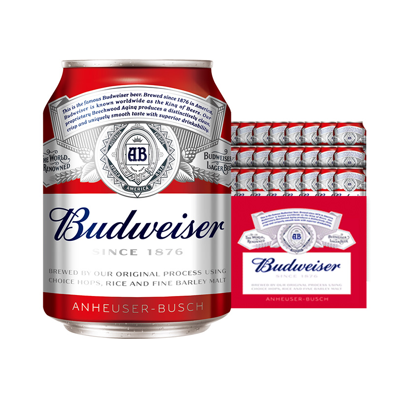 Budweiser 百威 淡色拉格啤酒 255ml*12听 mini罐 19.9元