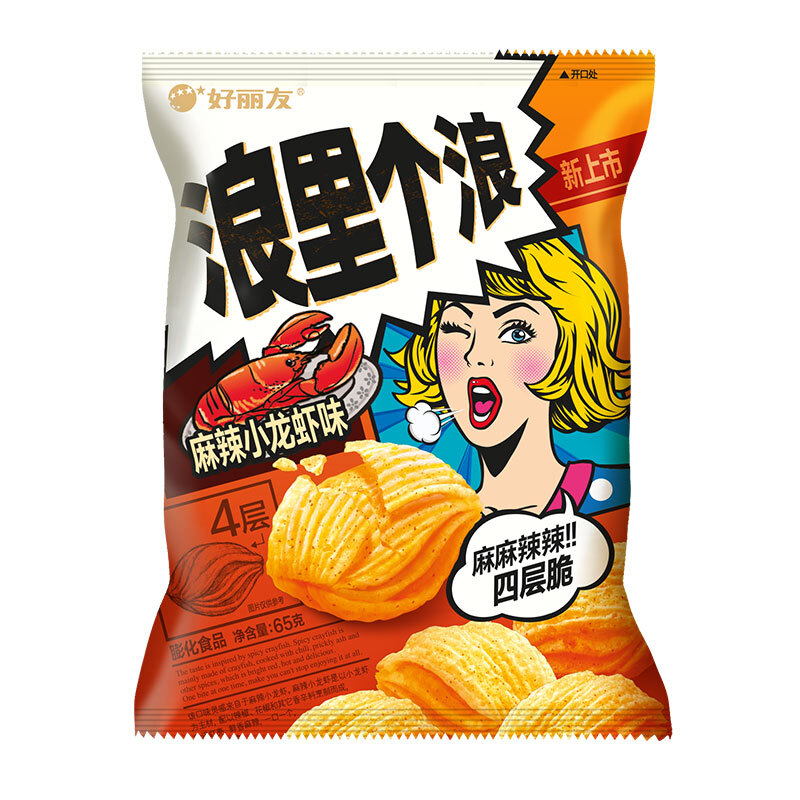 Orion 好丽友 浪里个浪 麻辣小龙虾味 65g（任选8件） 3.84元（30.68元/8件包邮，双重优惠）