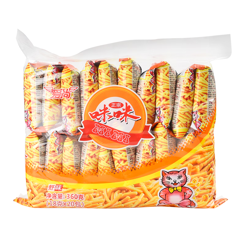 咪咪虾条 虾味 360g/包 18g*20袋 独立小包装 7.7元（合0.39元/袋，需首购）