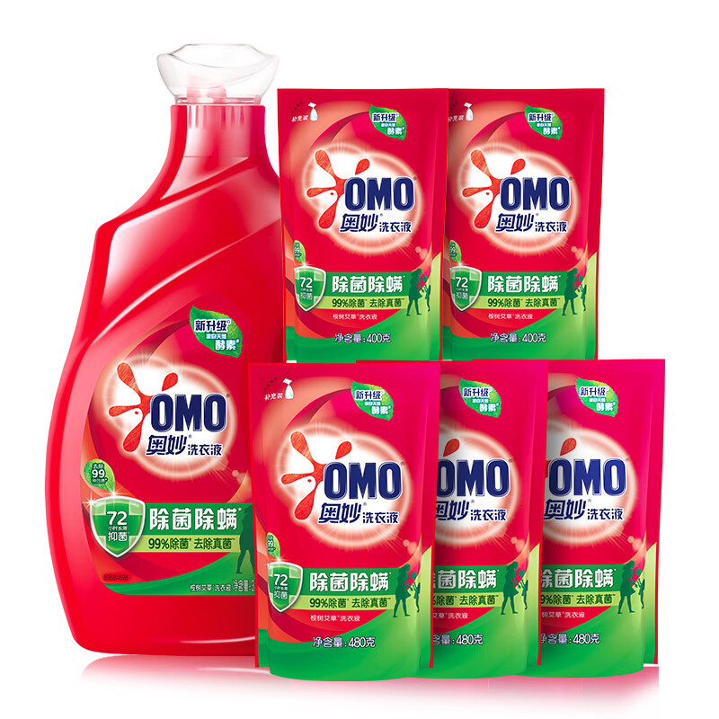 OMO 奥妙 除菌除螨洗衣液 3KG+400G*2+480G*3 34.68元