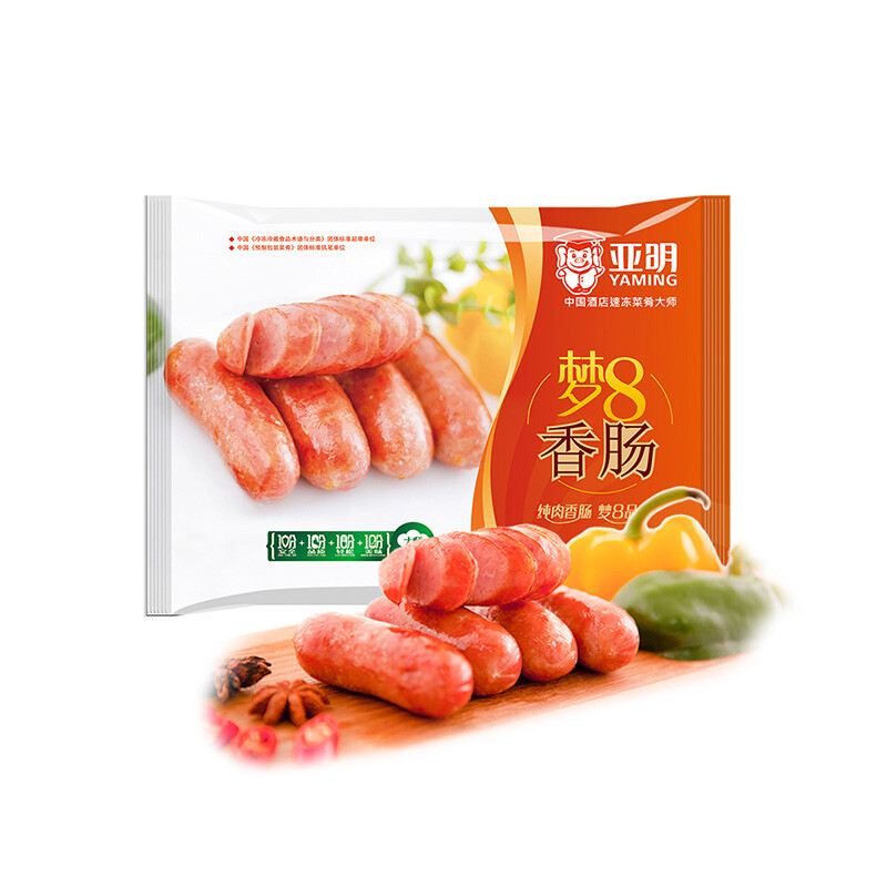 亚明 原味烤肠500g 新鲜猪肉 优级 火山石肉肠台式热狗肠 烧烤食材 11.1元（需买5件，需用券）