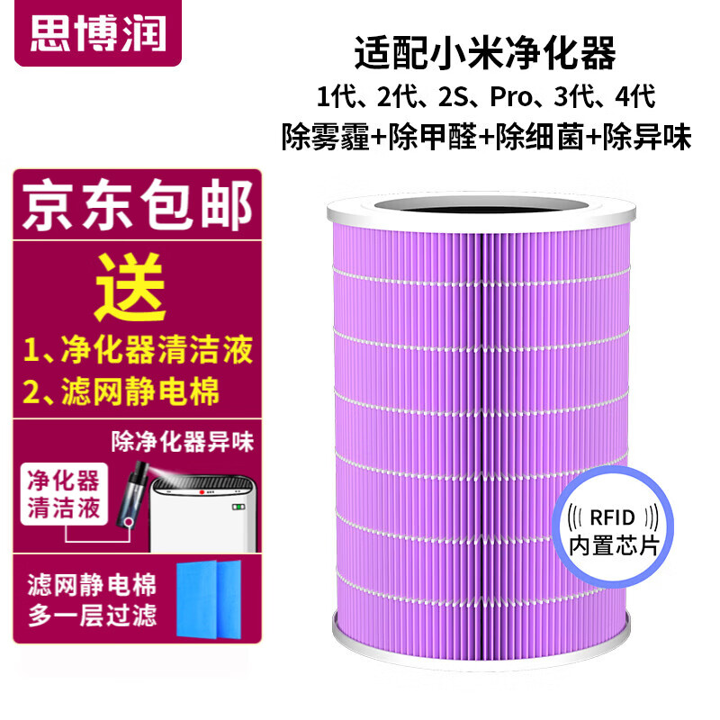 限移动端、京东百亿补贴：SBREL 思博润 适配小米家空气净化器滤芯过滤网 1代/2代/2S/3代/4代/Pro M6A) 58.6元