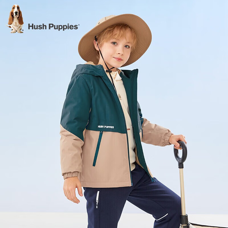 plus会员：Hush Puppies 暇步士 男女童秋冬季新款加厚保暖风衣 多色可选 157.01元 包邮（需领券）