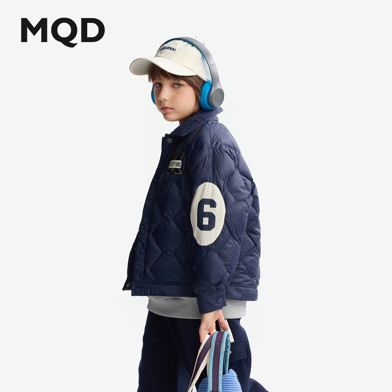 MQD 马骑顿 童装儿童羽绒服秋冬季新款男童中大童轻薄羽绒翻领外套 藏青 120cm 券后206.81元