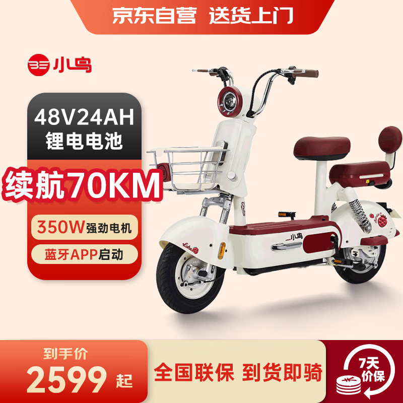 BIRDE 小鸟 电动车续航80km锂电池48V24Ah亮晶晶电动自行车 焦糖红 1491元