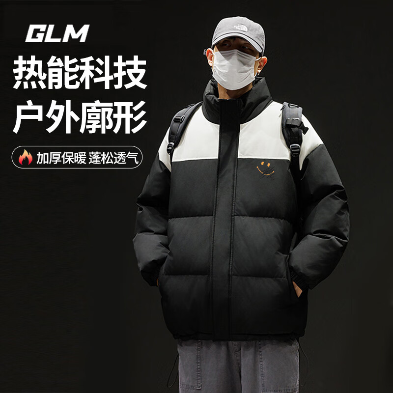 GLM 棉服男子 保暖加绒加厚三防外套 黑# ￥51.23