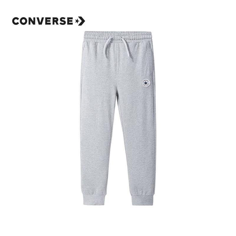 限移动端：CONVERSE 匡威 儿童装男童裤子春秋儿童运动裤小学生修身长裤冬季束脚卫裤 岩岭灰-春秋毛圈 券后59元