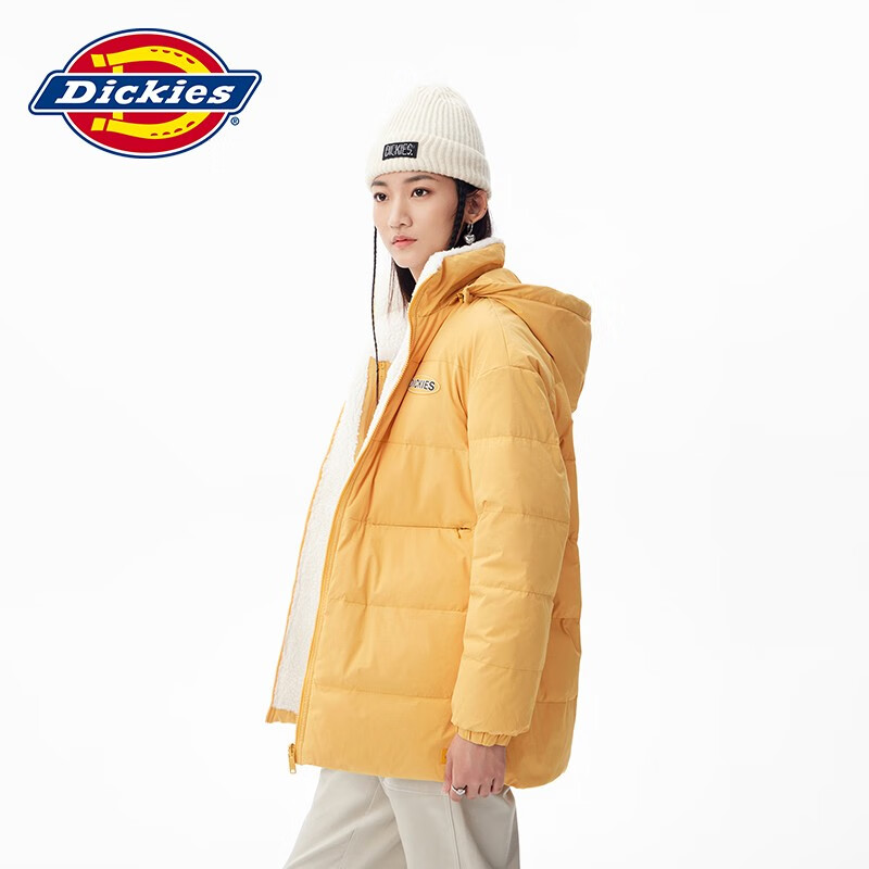 20點開始：dickies 羽絨服 女式雙面兩穿放羊羔絨羽絨服連帽外套10808 蜂蜜黃 M 199元包郵（需用券，僅限2小時）