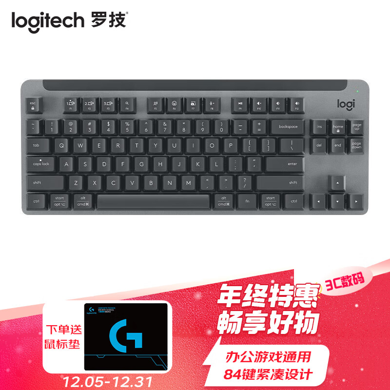 限移动端、京东百亿补贴：logitech 罗技 优选系列 K855 无线机械键盘 办公键盘 蓝牙键盘 游戏商务多设备切换 TTC红轴 371.63元