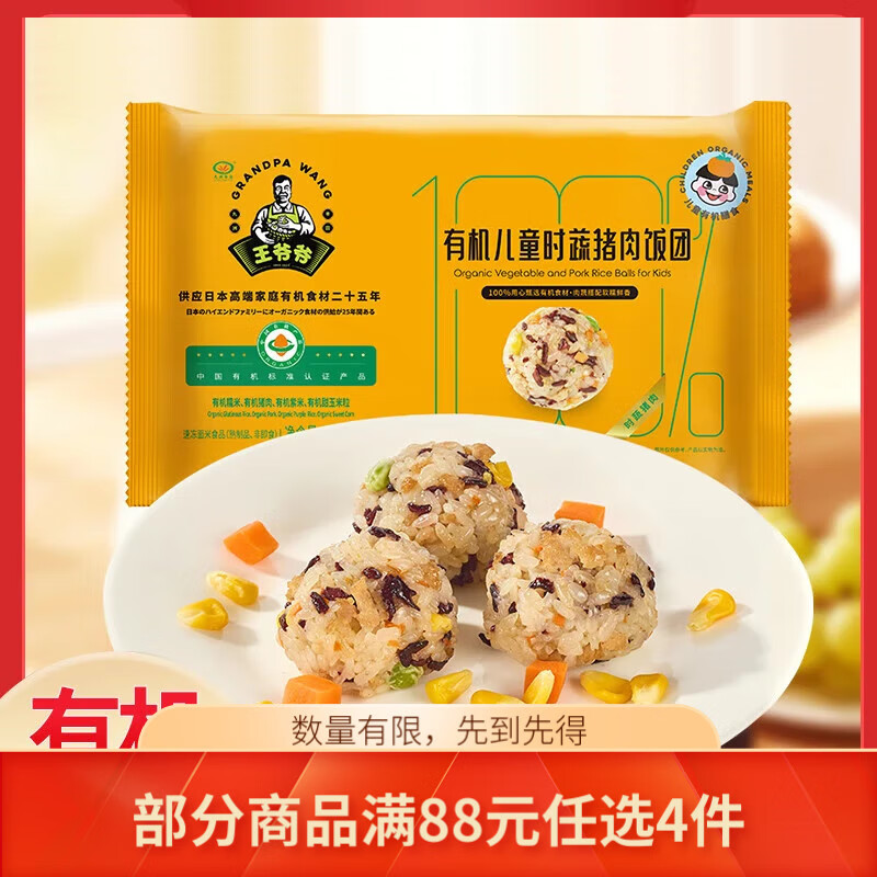 九洲丰园 有机时蔬猪肉饭团240g（任选4件） 16.85元（需买4件，需用券）