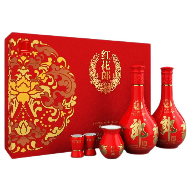 plus会员：郎酒 红花郎十(10) 酱香型 53度 500mL 2瓶 礼盒装 489.81元（合244.9元/瓶）