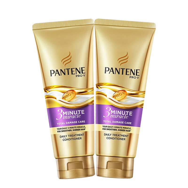 PANTENE 潘婷 3分钟奇迹护发素柔顺氨基酸多效损伤修护180ml*2洗护滋养 券后61.9元