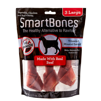 SmartBones 狗狗磨牙棒狗咬膠消化性狗零食牛肉味 大號(hào)-3支裝 3.47元（需買5件，需用券）