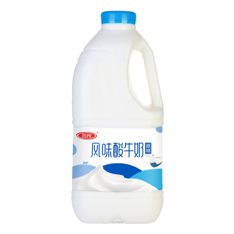 plus會員：三元 原味大桶風(fēng)味酸牛奶1.8kg/桶 9.96元(彈6減5元券后)