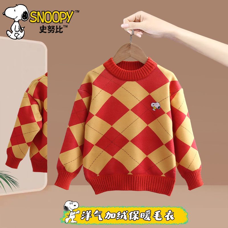 SNOOPY 史努比 儿童加绒毛衣 加厚保暖160-90 ￥37.57