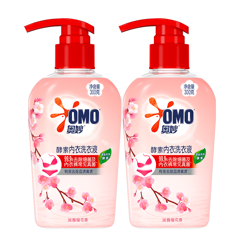 OMO 奥妙 内衣洗衣液 300g*2瓶 樱花香 券后10.95元