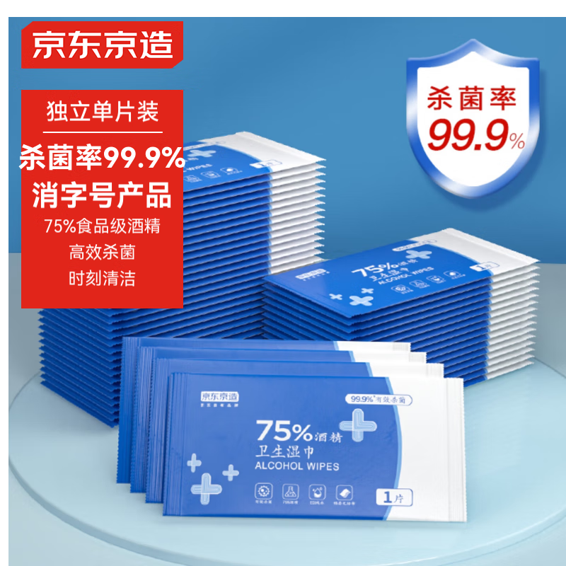 京東京造 酒精濕巾 50片 券后11.9元