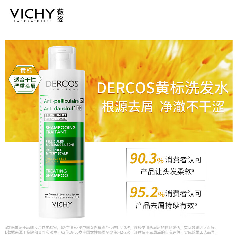 20點開始：VICHY 薇姿 DERCOS去屑滋養(yǎng)洗發(fā)水 黃標(biāo) 200ml（52.2元/件） 52.2元（需買2件，需用券）