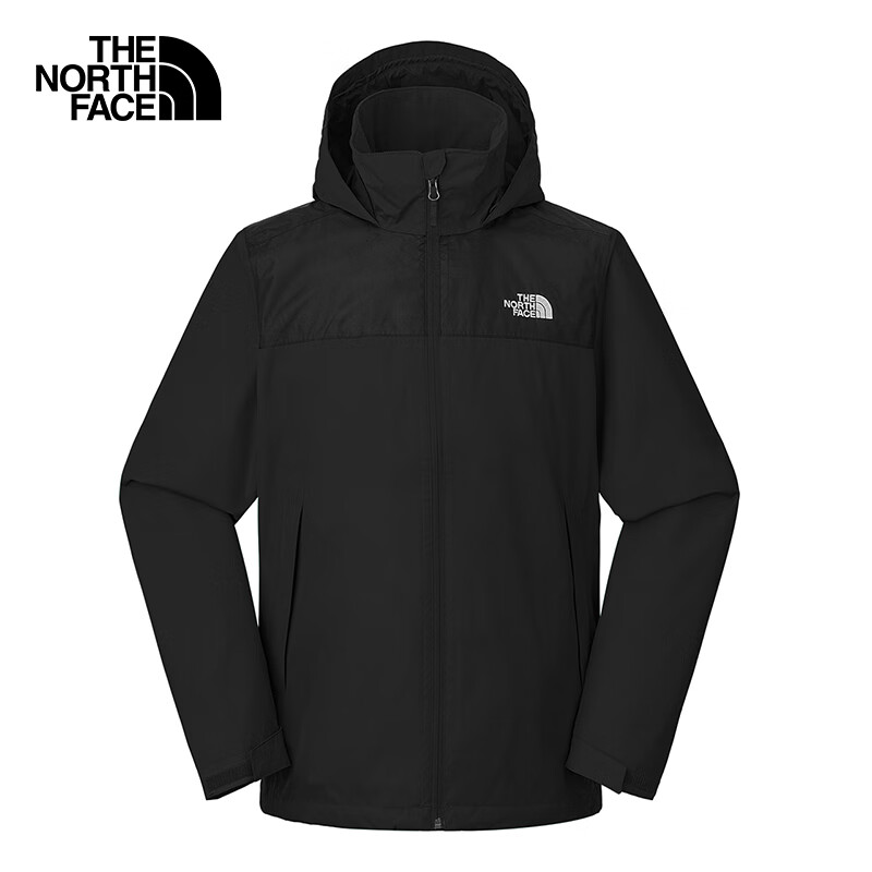 THE NORTH FACE 北面 沖鋒衣男戶外單層防風硬殼外套夾克可掛膽 黑色 L 898元