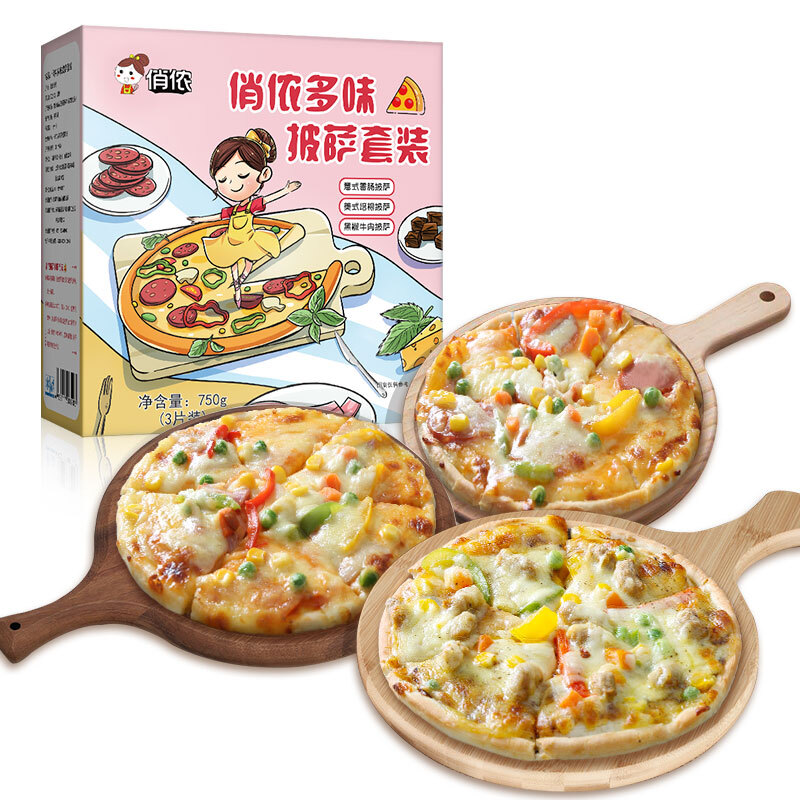 俏儂 披薩組合裝 3口味 750g（意式香腸味+美式培根味+黑椒牛肉味） 41.88元