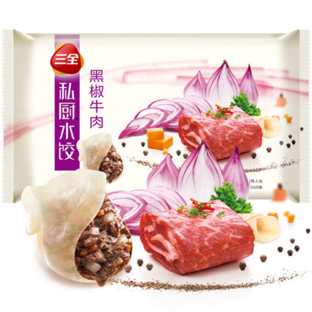 Plus會員：三全 私廚 17款任選5件 黑椒牛肉餃子 600g 68元（需領(lǐng)券，合13.6元/件）