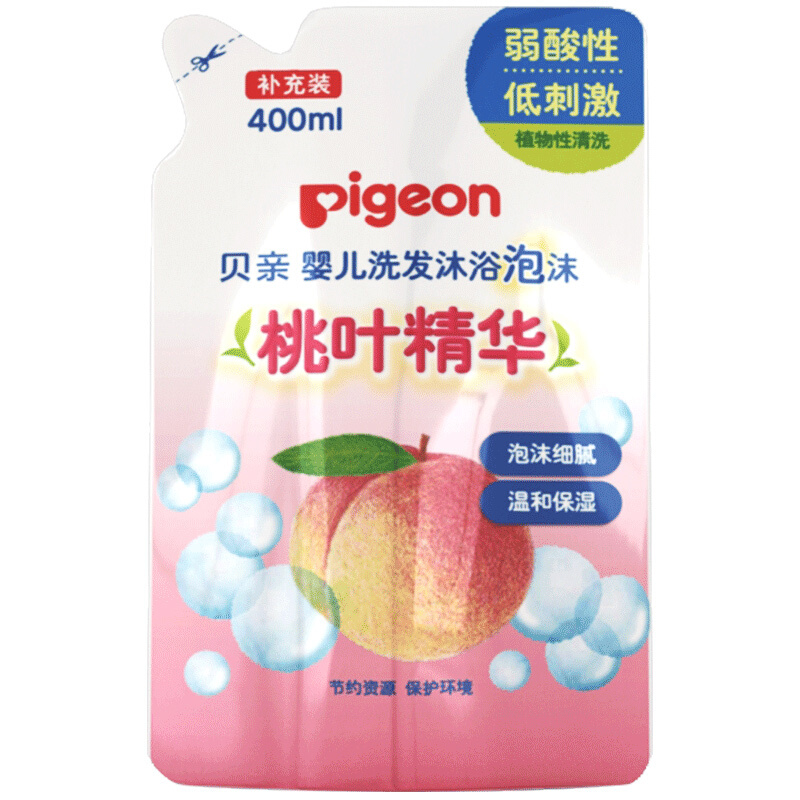 Pigeon 贝亲 桃叶精华系列 温和保湿婴儿洗发沐浴泡沫 补充装 400ml 55元