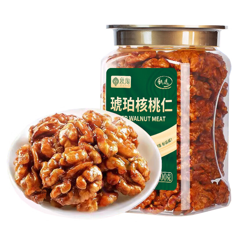 QIUTAO 秋淘 蜂蜜琥珀核桃仁400g/罐 紙皮核桃肉每日堅(jiān)果炒貨干果零食小吃特產(chǎn) 16.9元