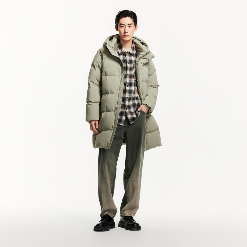 PLUS会员：JACK&JONES 杰克·琼斯 男装 连帽中长款羽绒服 E06 香根草灰 L 705.31元 包邮（需领券、凑单）