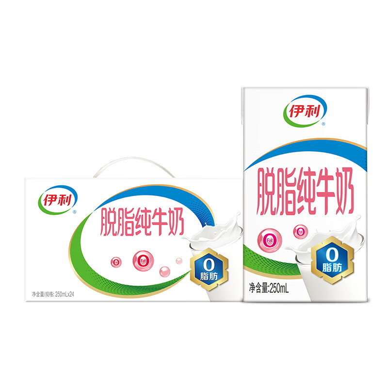 yili 伊利 脫脂牛奶 250ml*24盒 零脂肪 44.5元