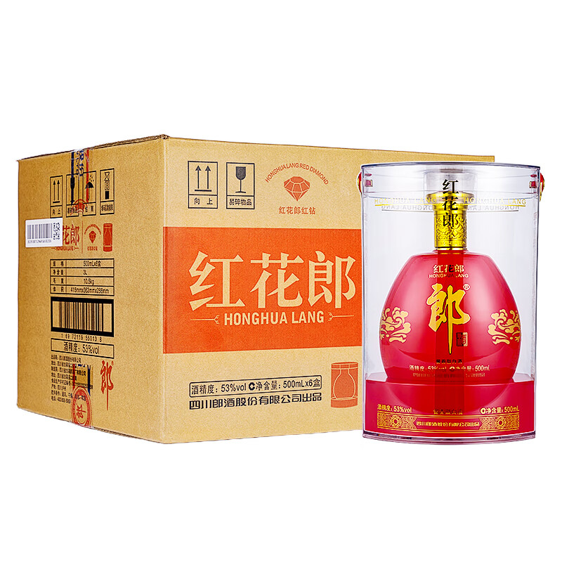 LANGJIU 郎酒 紅花郎 紅鉆 53%vol 醬香型白酒 500ml*6瓶 ￥1770.01