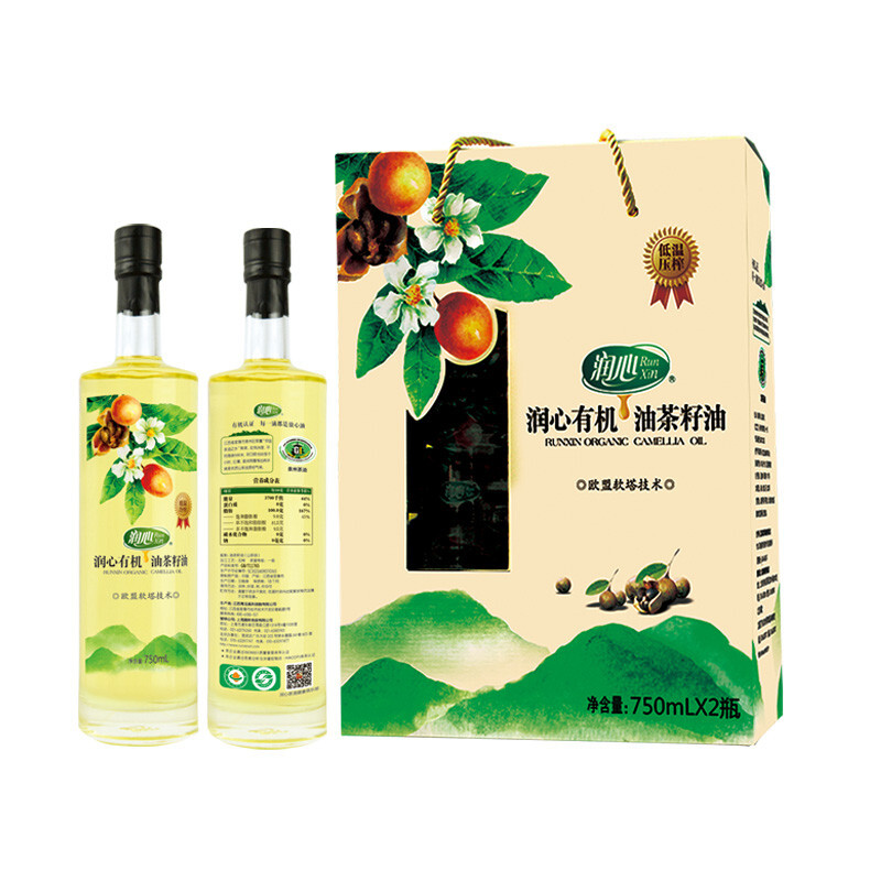 RunXin 潤(rùn)心 有機(jī)油茶籽油 750ml*2 禮盒裝 248.2元