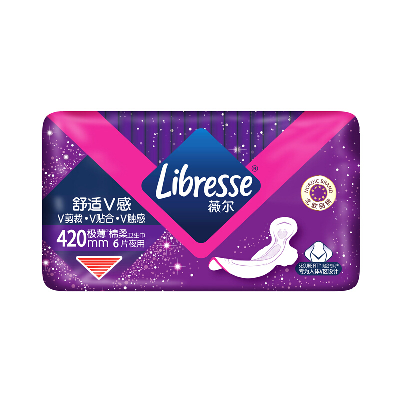 京東PLUS：薇爾 Libresse V感系列 夜用衛(wèi)生巾 420mm*6 6.09元